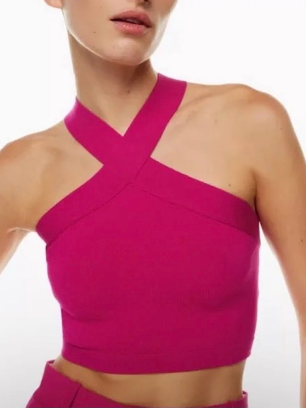 Cross-Halter Crop Top in Fuchsia